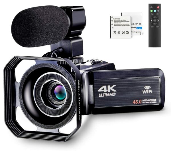 4k Video Camera Camcorder for YouTube Ultra HD 4K 48MP Vlogging Camera with Microphone & Remote Control WiFi Digital Camera 3.0" IPS Touch Screen IR Night Vision 2 Batteries Visit the OIEXI Store