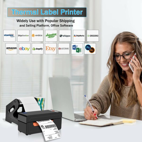 OIEXI Shipping Label Printer 4x6, High Speed Direct USB Thermal Barcode 4×6 Label Marker Writer Machine with Label Holder, Compatible with Ebay, Amazon, DHL, FedEx, UPS, Shopify, Etsy - Image 2