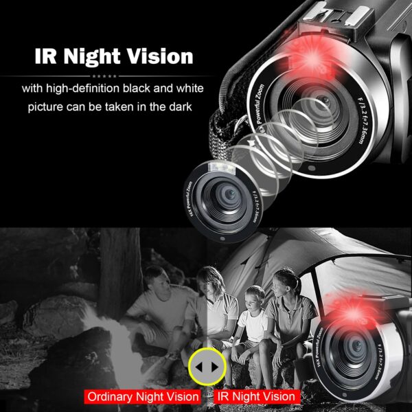 4k Video Camera Camcorder for YouTube Ultra HD 4K 48MP Vlogging Camera with Microphone & Remote Control WiFi Digital Camera 3.0" IPS Touch Screen IR Night Vision 2 Batteries Visit the OIEXI Store - Image 4