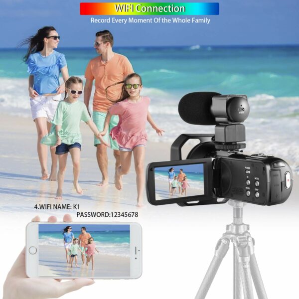 OIEXI Video Camera 4K Camcorder Vlog Camera for YouTube, HD Digital Camera with 16X Digital Zoom and Night Vision, Video Recorder with Microphone (32GB SD Card, 2 Batteries Included - Image 5