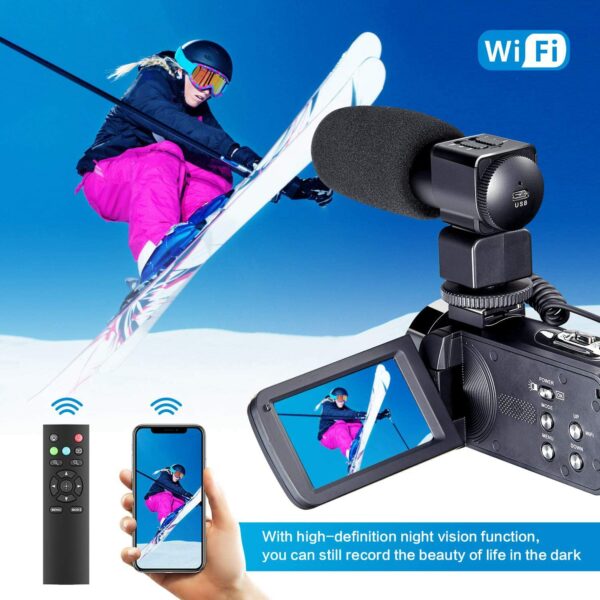 4k Video Camera Camcorder for YouTube Ultra HD 4K 48MP Vlogging Camera with Microphone & Remote Control WiFi Digital Camera 3.0" IPS Touch Screen IR Night Vision 2 Batteries Visit the OIEXI Store - Image 5