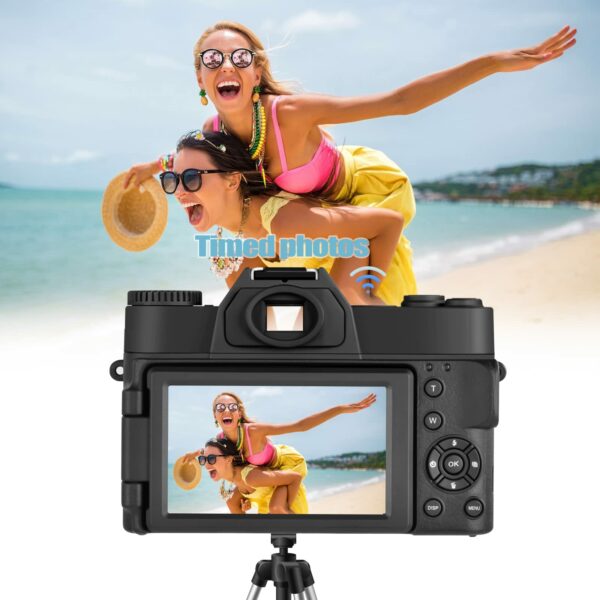 OIEXI 48MP Digital Camera for Photography,4K Vlogging Camera,Digital Camera for Kids and Adults with 180° Flip Screen,16 X Digital Zoom,Wide-Angle Lens,Macro Lens,32 GB Micro Card,2 Batteries(Black) - Image 5