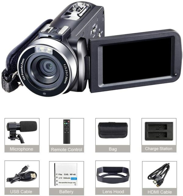 4k Video Camera Camcorder for YouTube Ultra HD 4K 48MP Vlogging Camera with Microphone & Remote Control WiFi Digital Camera 3.0" IPS Touch Screen IR Night Vision 2 Batteries Visit the OIEXI Store - Image 6