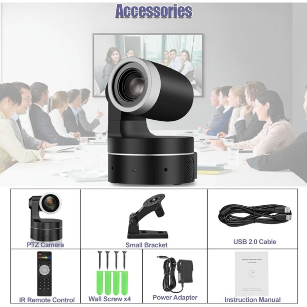 10x Optical Zoom USB PTZ Camera,1080P 30FPS Webcam,HD Video Conference Camera Compatible with Most Software,Live Streaming Camera for Conference,Events,Church and School etc(Black) - Image 7