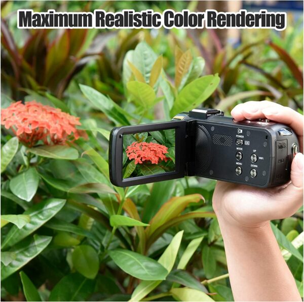 Video Camera 4K 18X Powerful Digital Zoom,48MP 3.0 Inch IPS Vlogging Camera for YouTube,270 Degree Rotation Touch Screen Camcorder,IR Night Vision and 2 Batteries(Black) - Image 6