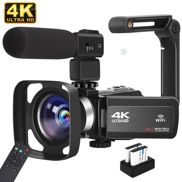 Video Camera 4K Camcorder 48MP Video Camera with Microphone 16× Digital Zoom YouTube Camera 3’’ Touch Screen and Remote Control - Image 4