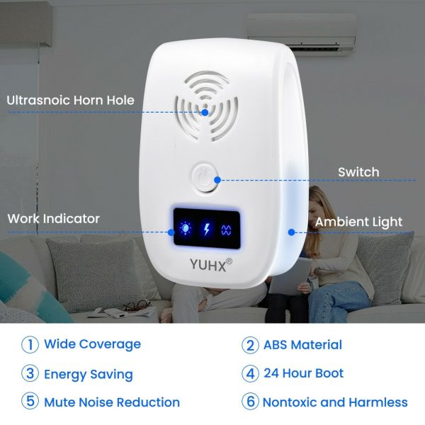 Ultrasonic Pest Repeller ,6 Pack Electronic Pest Repellent Plug in for Mosquito, Mouse, Cockroaches, Rats, Bugs, Mouse repellent with night light - Image 3