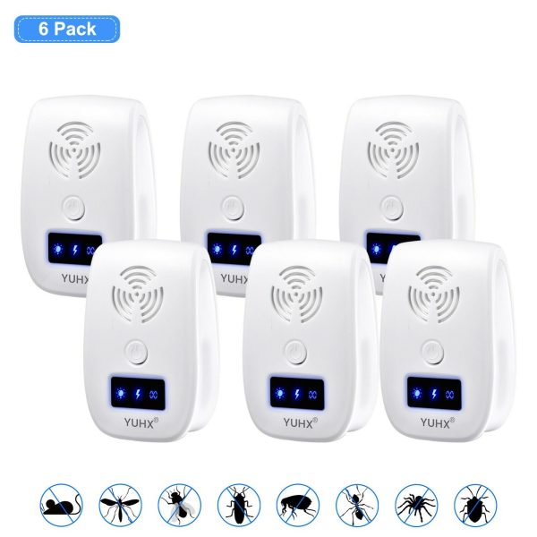Ultrasonic Pest Repeller ,6 Pack Electronic Pest Repellent Plug in for Mosquito, Mouse, Cockroaches, Rats, Bugs, Mouse repellent with night light