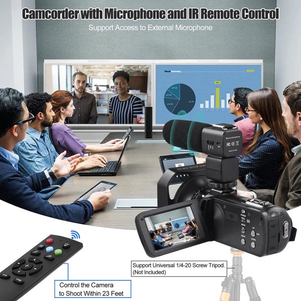 OIEXI Video Camera 4K 18X Powerful Digital Zoom,48MP 3.0 Inch IPS Vlogging Camera for YouTube,270 Degree Rotation Touch Screen Camcorder with Microphone,IR Night Vision and 2 Batteries(Black) - Image 6
