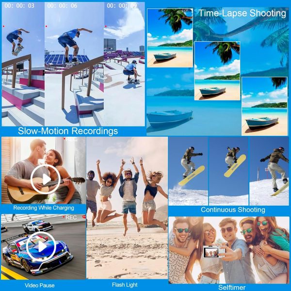 4K Digital Camera for Photography and Video, 12X Optical Zoom 64MP Autofocus Anti-Shake Vlogging Camera for YouTube, Built-in Fill Light and Flash Travel Camera with 64GB SD Card,Battery (White) - Image 7